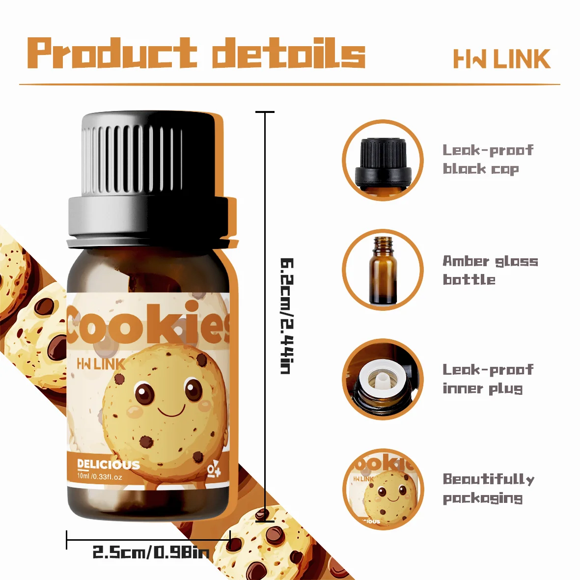 10ml Cookies Essential Oils Perfumes Essence Oils Cookies Parfun for Candle,Soap Making,Aromatherapy,Diffusers,Humidifiers Gifts