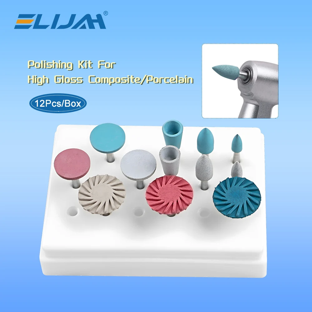 12 pçs/caixa dental ra borracha diamante resina polimento roda silicone composto resina moagem e polimento conjunto materiais dentista