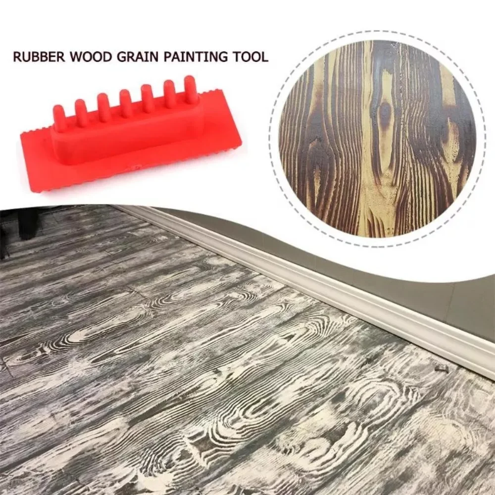 ไม้ยางพารา Grain Roller เลียนแบบไม้ Grain รูปแบบแปรงการตกแต่งบ้าน Art Embossing DIY ภาพวาดเครื่องมือ