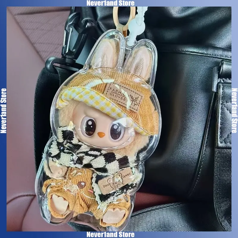 Labubu โปร่งใสป้องกันตุ๊กตาของเล่นฝาครอบ Labubu I II ตุ๊กตาจอแสดงผลกระเป๋า Mini แบบพกพากล่อง