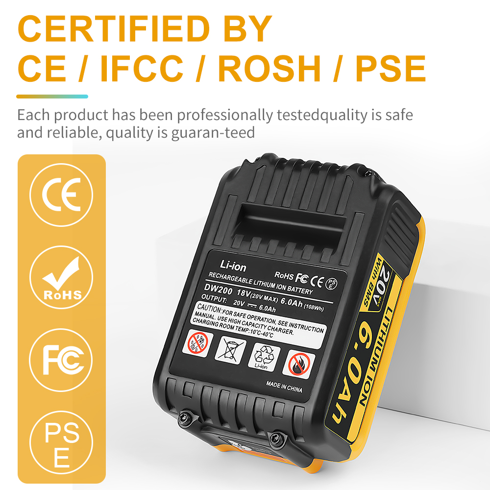 Camason-Akku für Dewalt 18 V 20 V Elektrowerkzeuge, wiederaufladbares Elektrowerkzeug, Zubehör, Lithium-Batterien, ersetzen Sie DCB200 DCB184