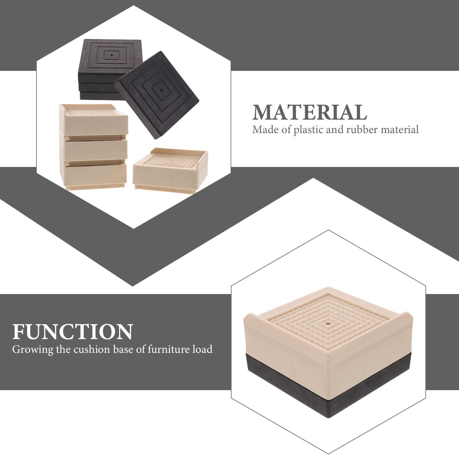 4 Pcs Bed Frames Chair Risers Laptop Feet Pad Plastic Height Lift for Elder Couch