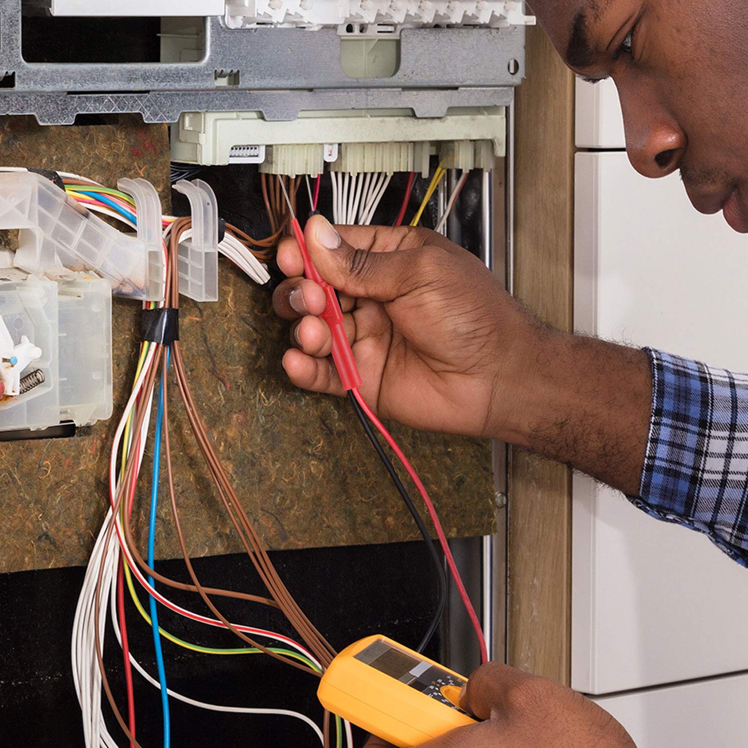 Juego de prueba de multímetro de 19 piezas, sondas traseras de aislamiento automotrices para prueba de multímetro, enchufe tipo banana, probador de coche