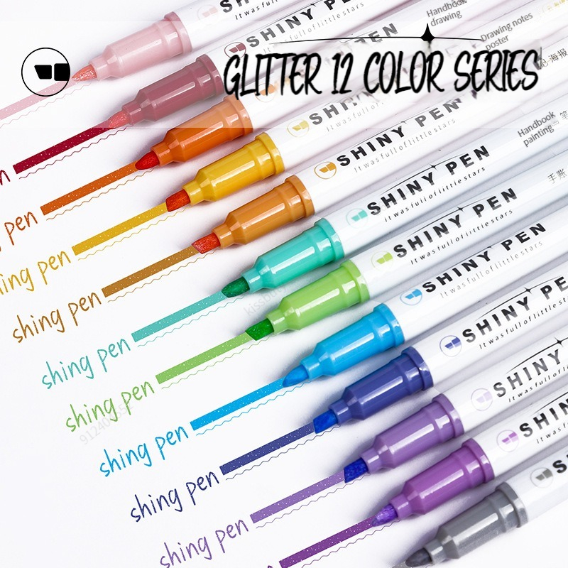 4 Colors/box Kawaii Glitter Highlighter Pen Pastel Fine Pastel Highlighter Marker Scrapbook Painted Stationery School Supplies
