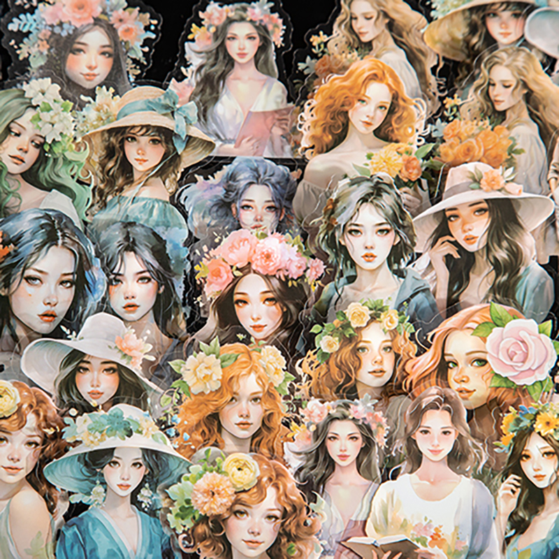 2 スタイル 50 ピース/箱キャラクターステッカーブリキの箱優しい出会いのテーマ Instagram ガールハンドブック装飾 DIY 材料