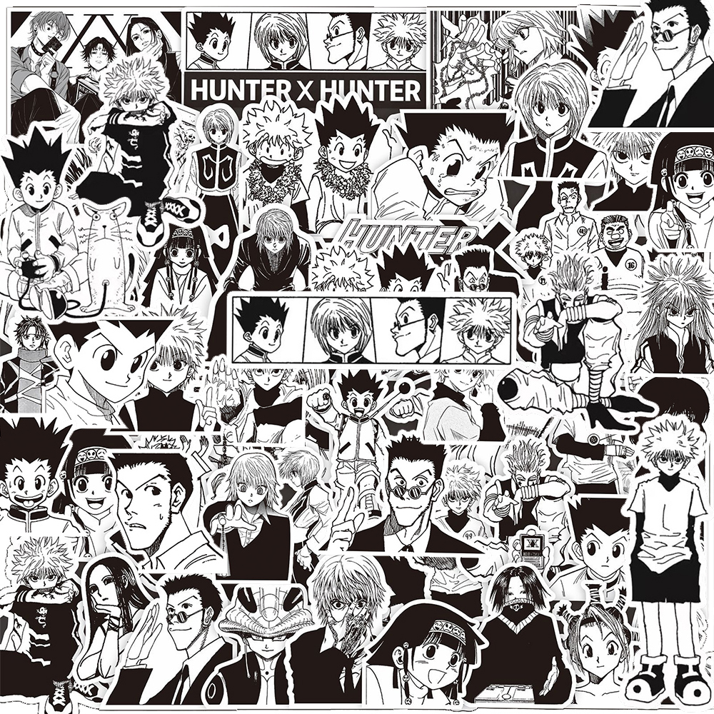 10/30/70pcs Black and White Anime Hunter×Hunter Stickers Cool Graffiti Decals for Phone Suitcase Notebook Kids DIY Sticker Toys