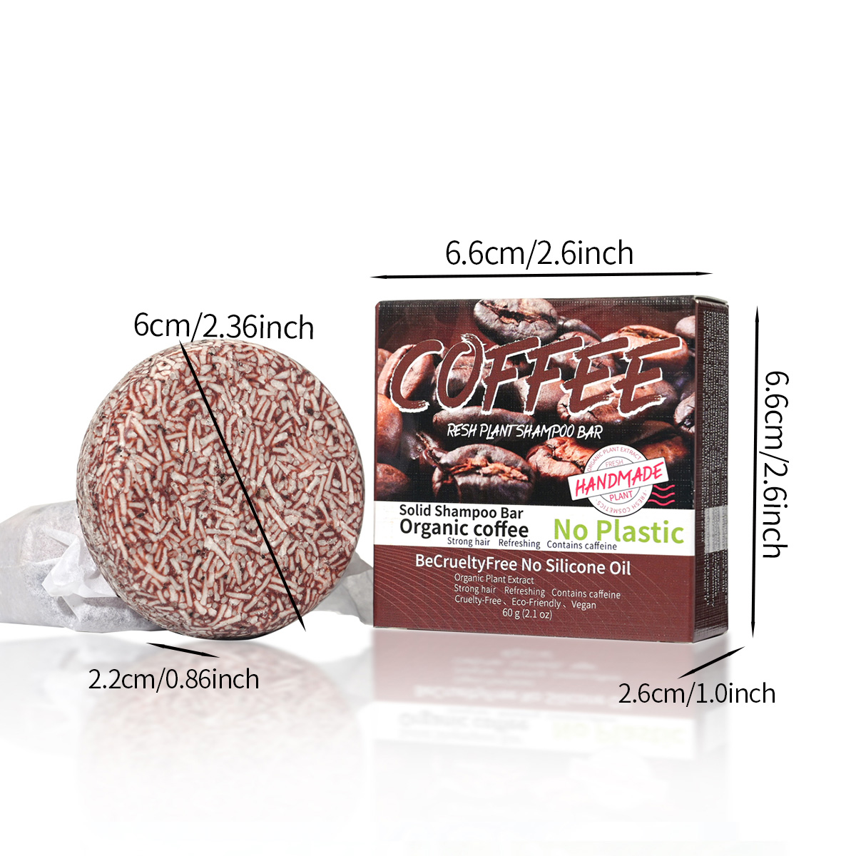 Shampoo mit Kaffeegeschmack, nährende ätherische Ölseife für das Haar, handgemachte Seife, Ölkontrolle für Männer und Schuppen entfernendes festes Shampoo