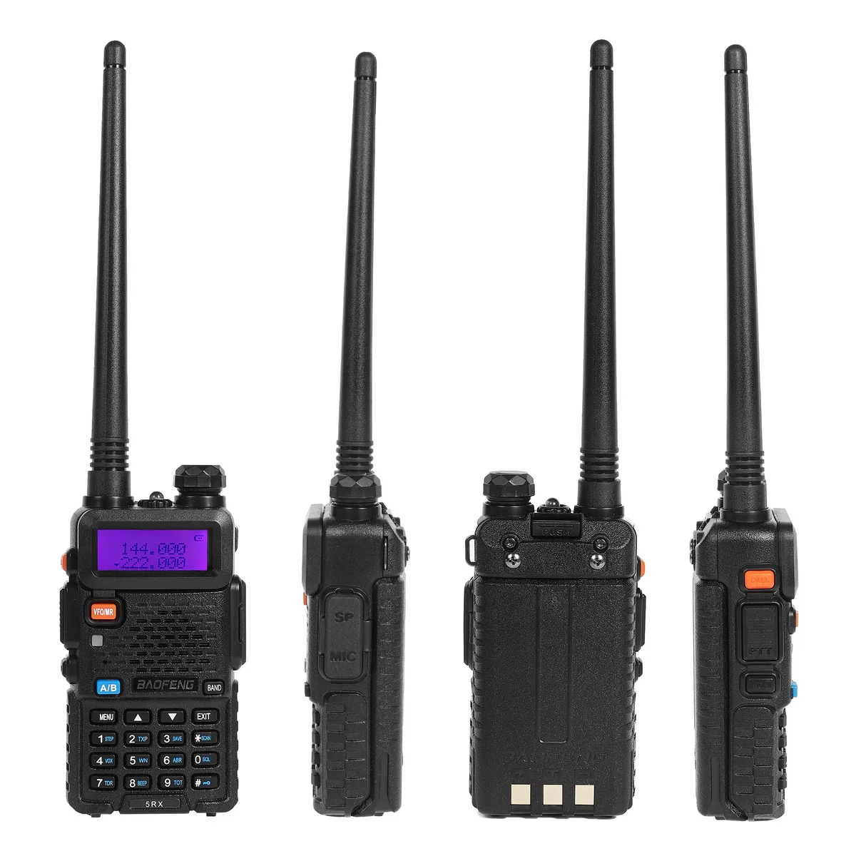 Baofeng 5RX Radio 5W VHF 1.25M UHF Walkie Talkie One Key Frequency Match 128 canali Encoder DTMF 1800mAh Batteria 5RM 5RH Pro