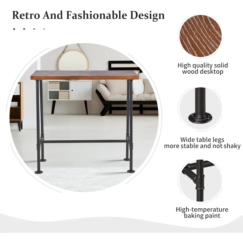 5-Piece Table & Chairs Set for Home Dining Breakfast Office Cafe Pub Bar Party Bistro, Rectangular Table for 4-6, 4 Swivel