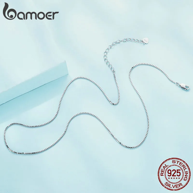 BAMOER Classic Basic Chain 100% 925 เงินสเตอร์ลิงกุ้งก้ามกรามClaspปรับสร้อยคอแฟชั่นเครื่องประดับสําหรับผู้หญิง