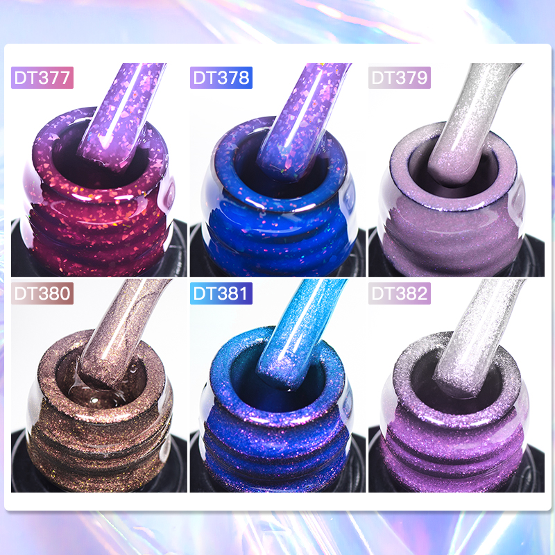 Esmalte de uñas de Gel térmico Auroras, barniz de Gel semipermanente que cambia de Color con brillo desnudo púrpura y temperatura brillante, 7ml