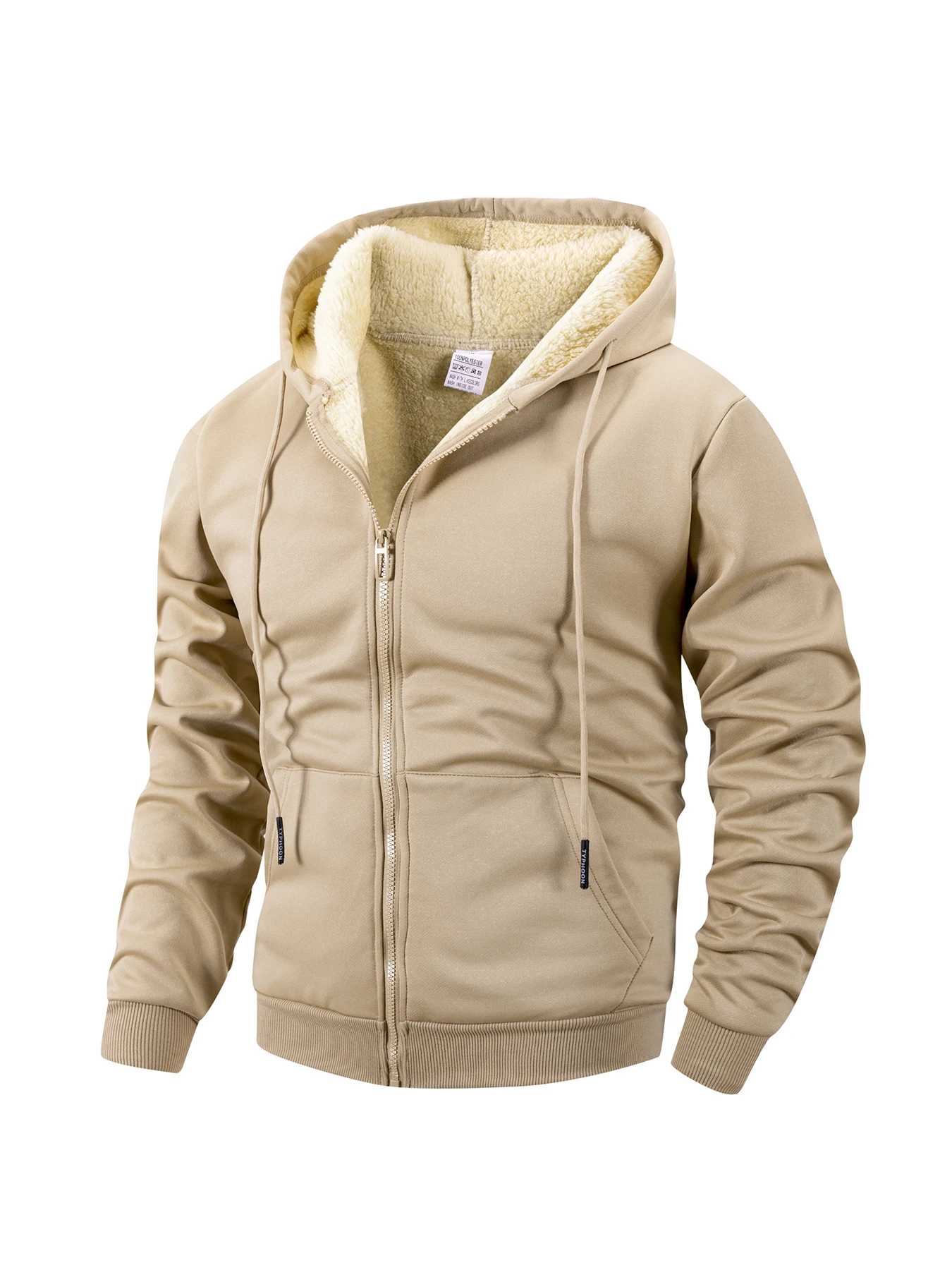 Giacca invernale da uomo con cerniera in pile caldo antivento con cappuccio cardigan pesante felpe sportive casual a maniche lunghe cappotto con cappuccio