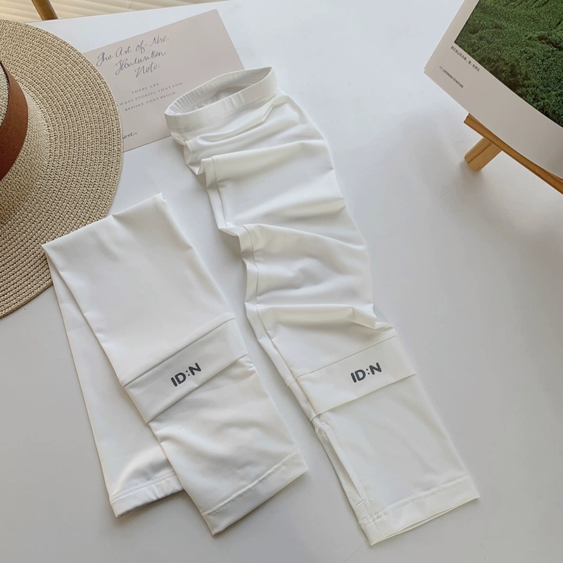 Summer Ice Silk Sun Protection Sleeves Driving Gloves Long Fingerless Cool Arm Warmer Solid Color Outdoor Beach Arm Protection