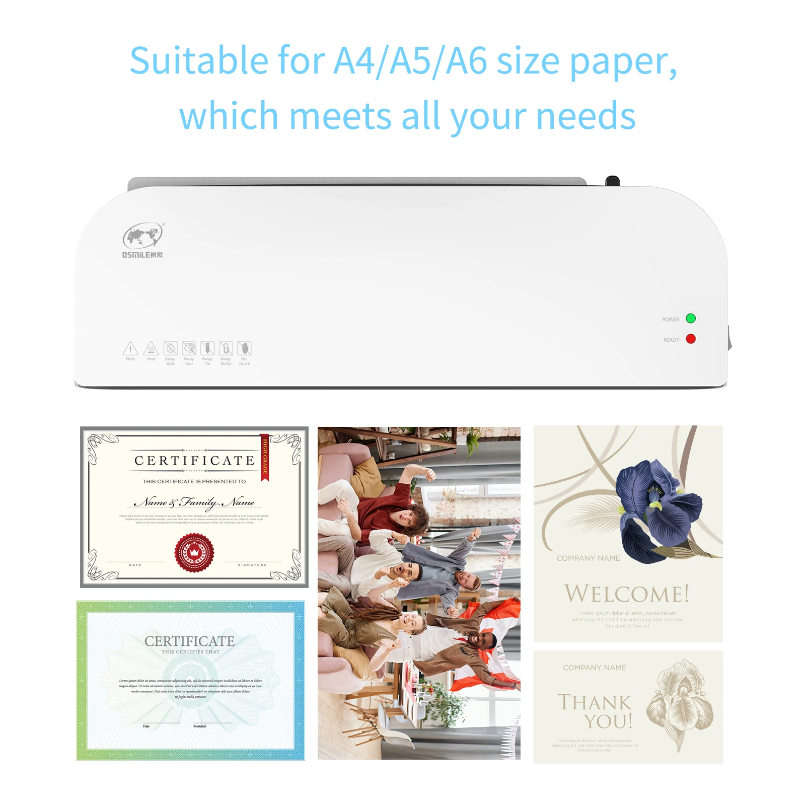 OSMILE SL289 Desktop Laminator Machine Set A4-formaat Warme en koude laminering 2 rolsysteem 9 inch maximale breedte voor A4/A5/A6