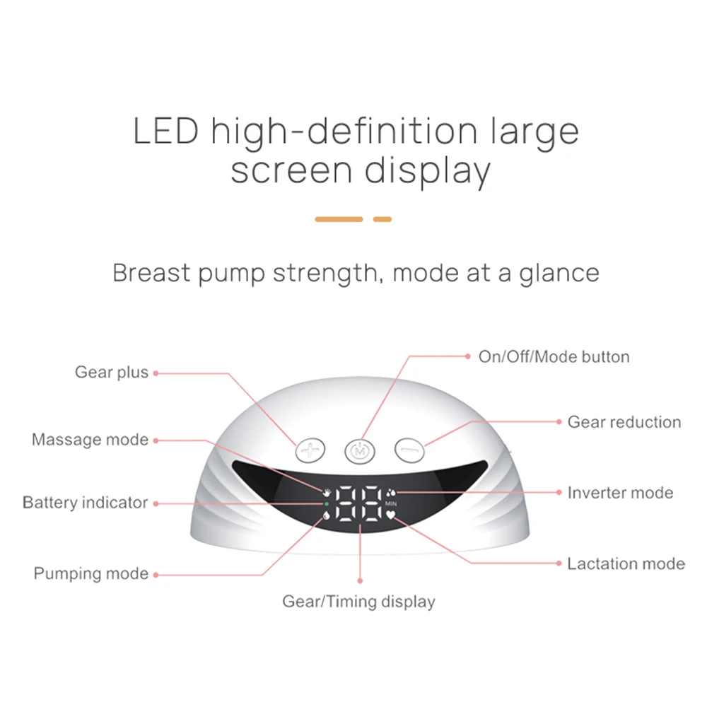Bomba elétrica vestível sem fio para leite materno, mãos livres, invisível, sem bpa, display led, formato de concha, portátil, exator de leite materno