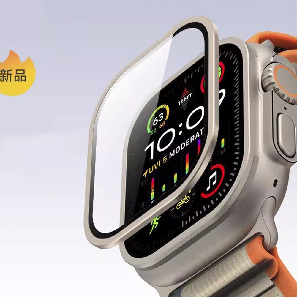 Gehard glas voor Apple Watch Ultra 49 mm titanium metalen frame antikrasfilm voor serie Ultra 2 schermbeschermeraccessoires
