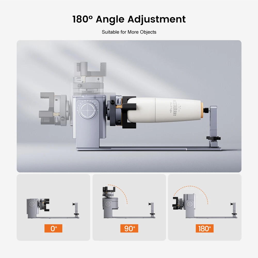 Algolaser Multi-function Chuck Rotary for Laser Engraver Rotation Roller 180° Adjustment for Engrave Rings, Spherical Objects