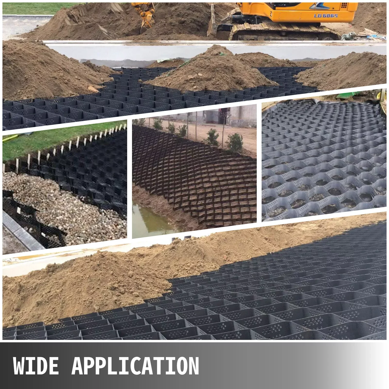 2 inch Geogrids Thick Gravel Ground Grid Geo Grid Driveway Stabilization Grid Geocell Permeable Pavers 9ft x 17ft