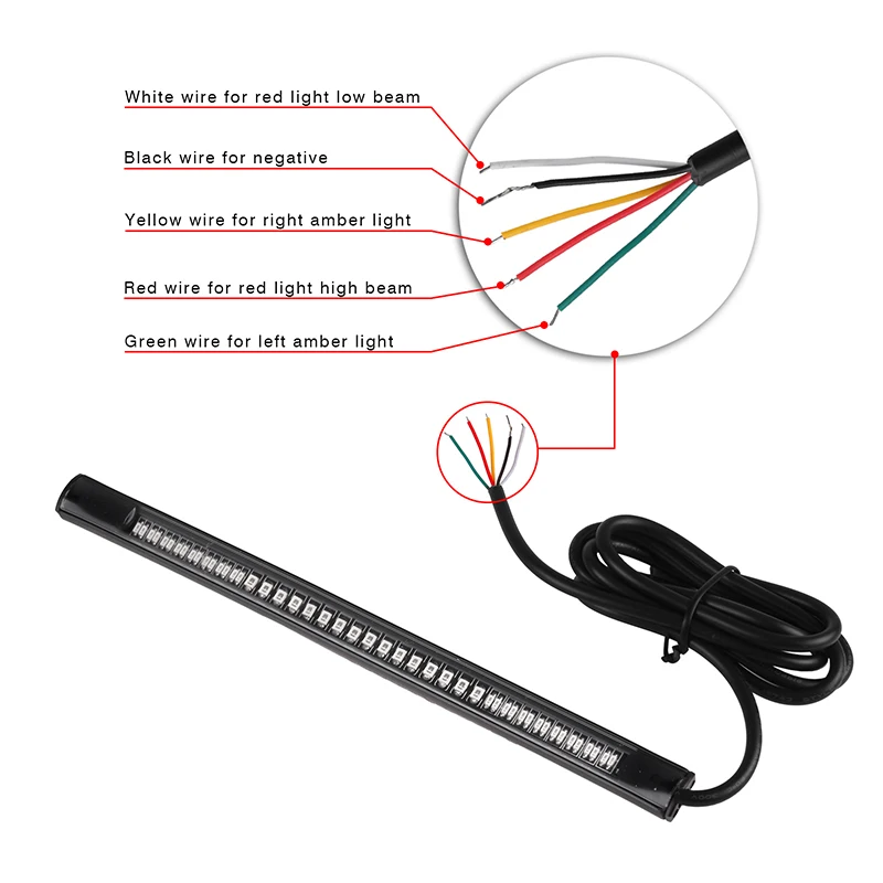 Motorcycle 48 LED Light Bar Flexible Strip Tail Turn Signal Tail Rear Brake Stop Bulb Lamp Brake Light 2835 3014 SMD Dual Color