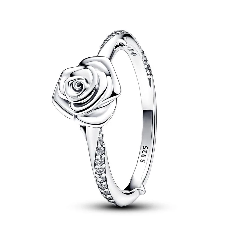 Vendita calda 925 argento rosa in fiore anello per le donne stile squisito alla moda per feste di nozze gioielli fai da te di lusso regali raffinati