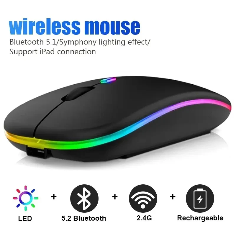 Xiaomi Bluetooth Dual-mode Wireless Mouse Rechargeable Silent Illuminated Wireless Mice For Laptop PC  Ergonomic Gaming Mouse