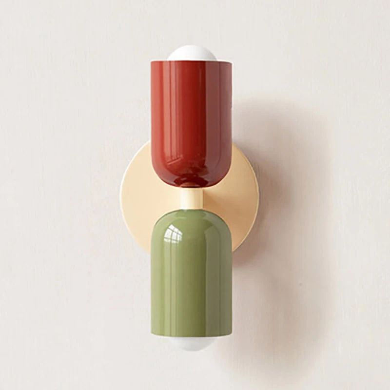 Nordic conduziu a lâmpada de parede em creme estilo macaron lâmpada de duas cabeças para o quarto cabeceira das crianças corredor estudo porta pátio