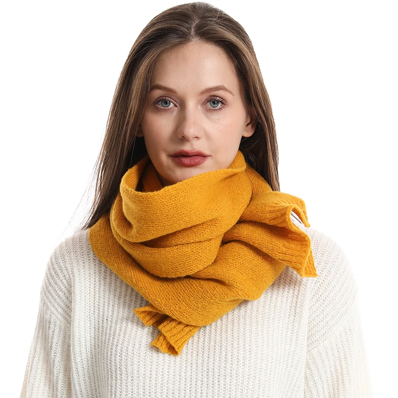 Women's Solid Color Wool Knitted Warm And Thickened Versatile Decorative Scarf Neck Gaiter Suitable For Winter Matching Casual
