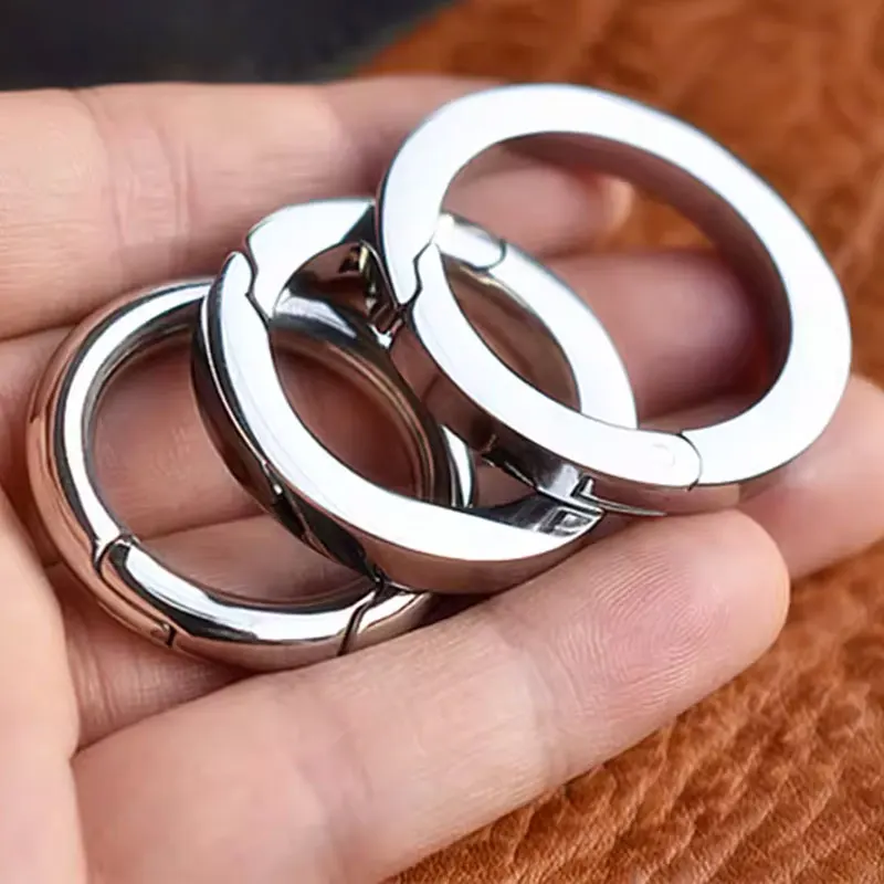 2-10Pcs/lot Spring Gate O Ring Openable Keyring Key Leather Bag Handbag Belt Strap Pendant Buckle Snap Clasp Clip Trigger Hook