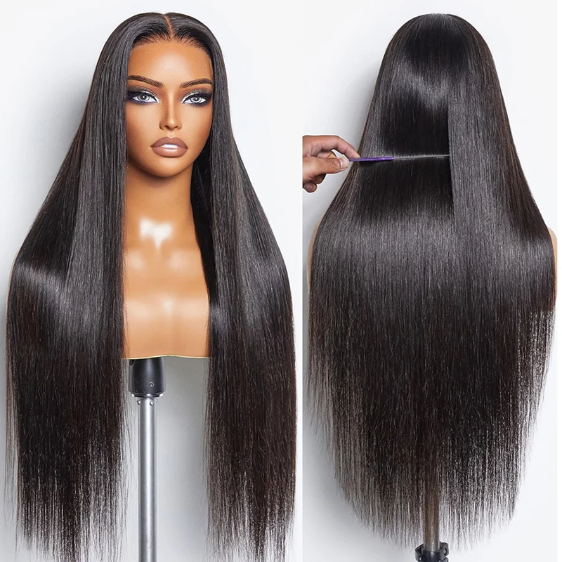 Perruque Lace Closure Wig Naturelle Lisse HD, 5x5, 13x 180%, 28/30 Pouces, 4/6 de Densité