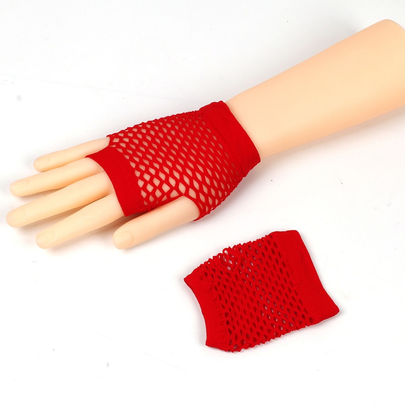 Nuevos guantes de rejilla rojo negro chica pura malla mitones guantes mujer adulta disfraz Rock Fancy Night Club fiesta Sexy guantes de moda