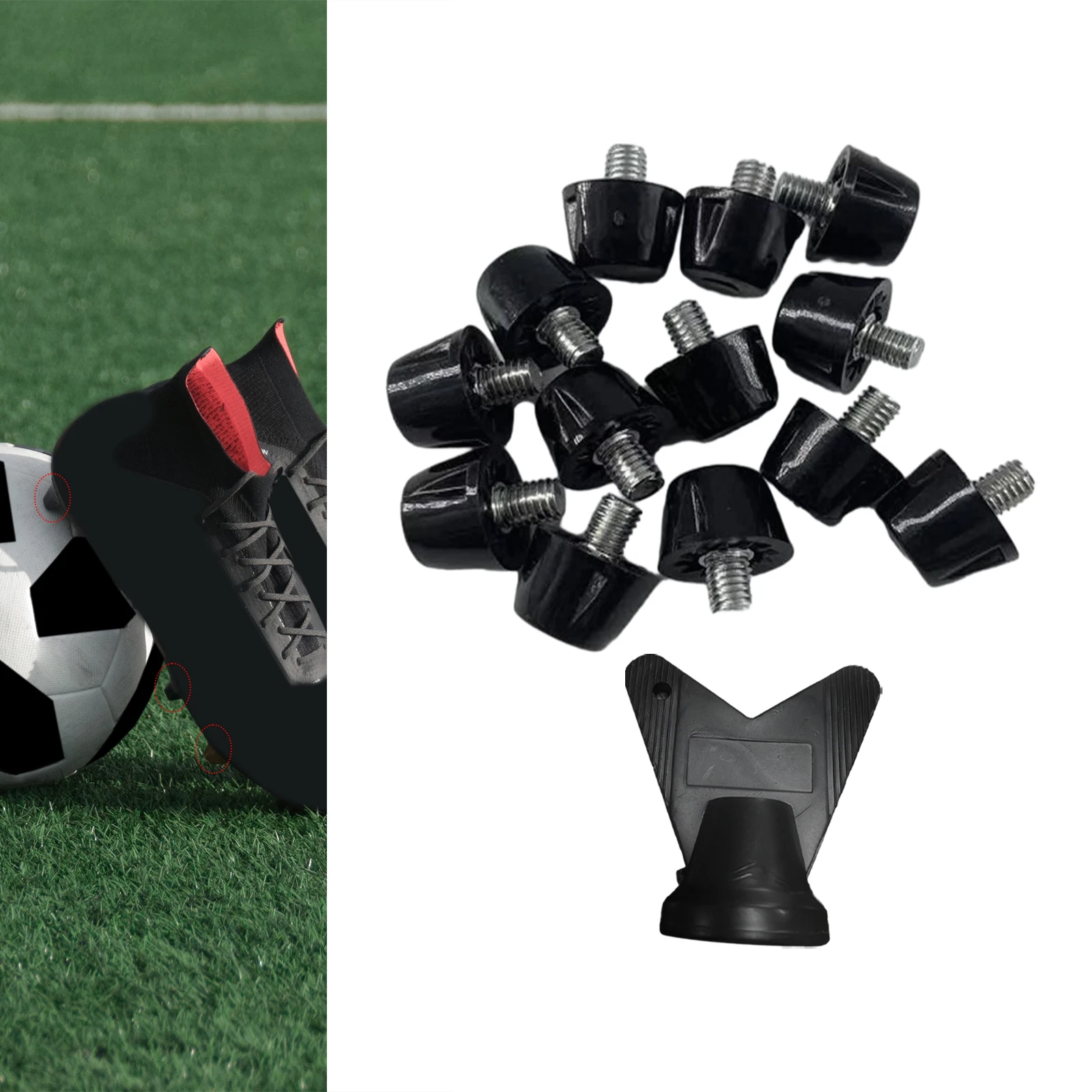 12Pcs Football Shoe Spikes Turf Soccer Boot Cleats Firm Ground Stable M5 Threading Screw 7mm 10mm Anti Slip Replacement Studs