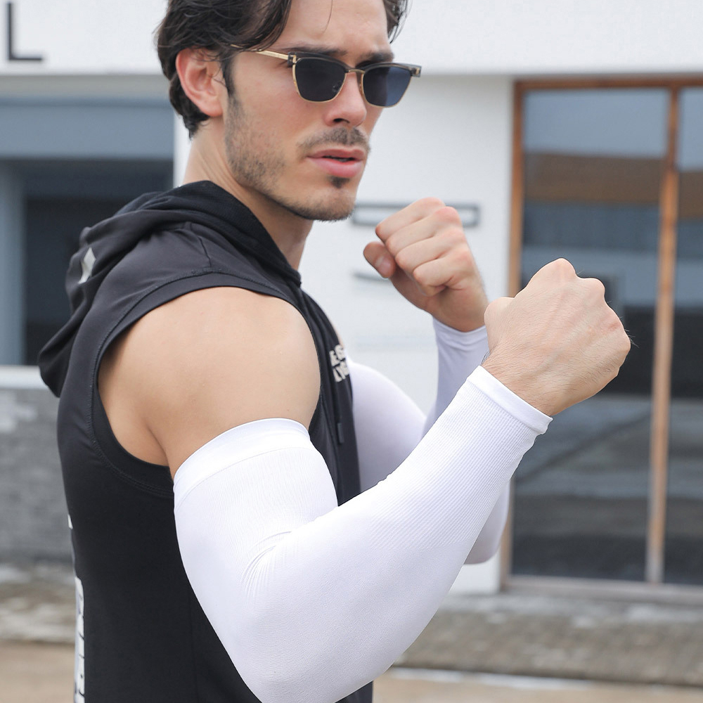 Mangas de brazo de protección solar para hombre, protección UV para bicicleta, correr, ciclismo, protector solar, fresco, seda de hielo