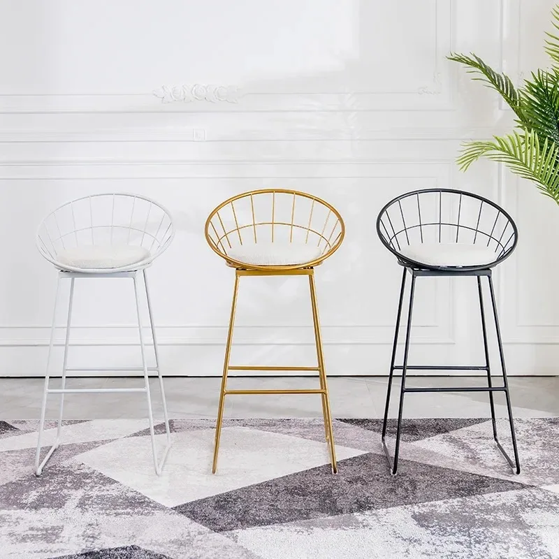 Nordic Style Metal Bar Stool Kitchen Modern Luxury High Seating Home Designer Kitchen Sillas Para Comedor Restaurant Furniture