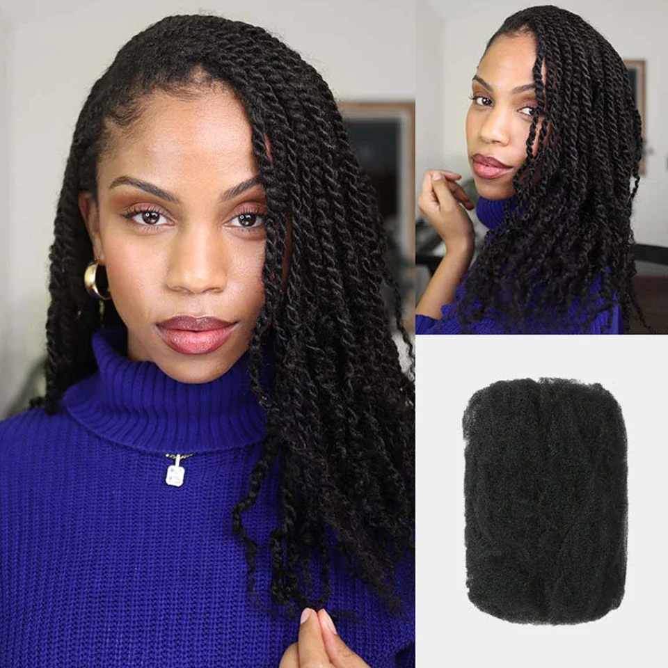 Elegante peruano apertado afro kinky cabelo em massa 100% cabelo humano para dreadlocks torção trança extensão do cabelo leve cor natrual