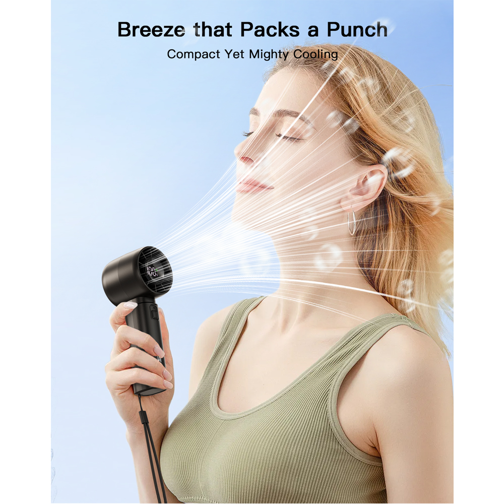coldSky draagbare handventilator 4000 mAh batterijvoeding met LED-display Handheld persoonlijke kleine ventilator 5-snelheden miniventilator voor op reis