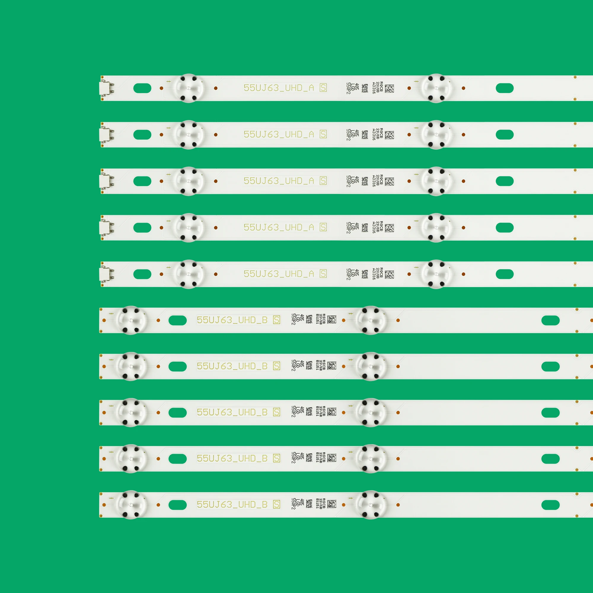 10 unids/set puntada de retroiluminación LED para 55UJ630V 55UJ6300 55UJ635V 55UJ63_UHD_A 55UJ63_UHD_B 55LJ55_FHD_A 55LJ55_FHD_B SSC_55LJ55