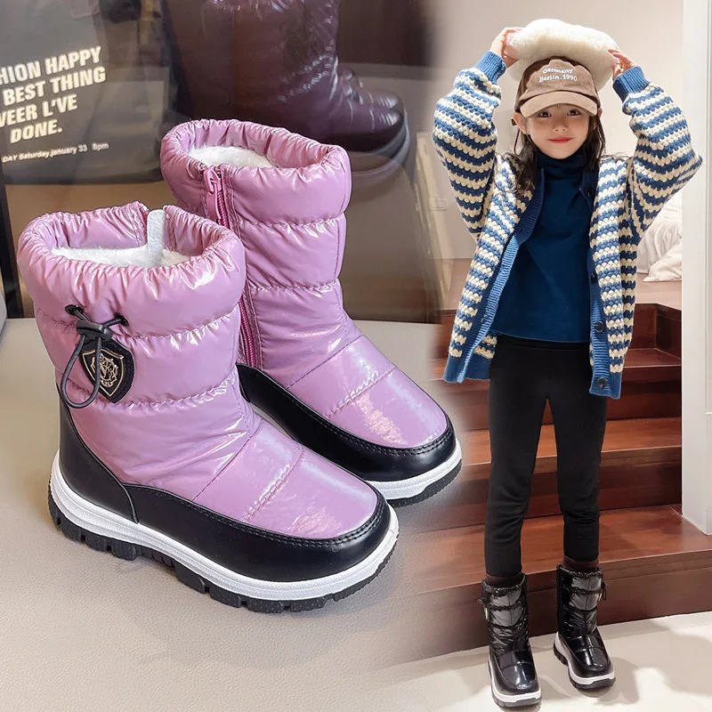 ฤดูหนาว WARM Plush เด็ก Snow BOOT กันน้ําเด็กลื่น High TOP รองเท้ากลางแจ้งหนารองเท้าผ้าฝ้ายสําหรับชายหญิง