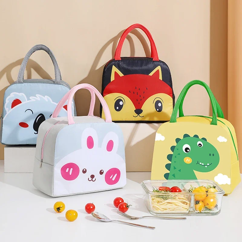 Borsa da pranzo per bambini in cartone animato Pellicola di alluminio con isolamento termico Borse da pranzo portatili in tessuto Oxford impermeabile di alta qualità Tote Nuovo