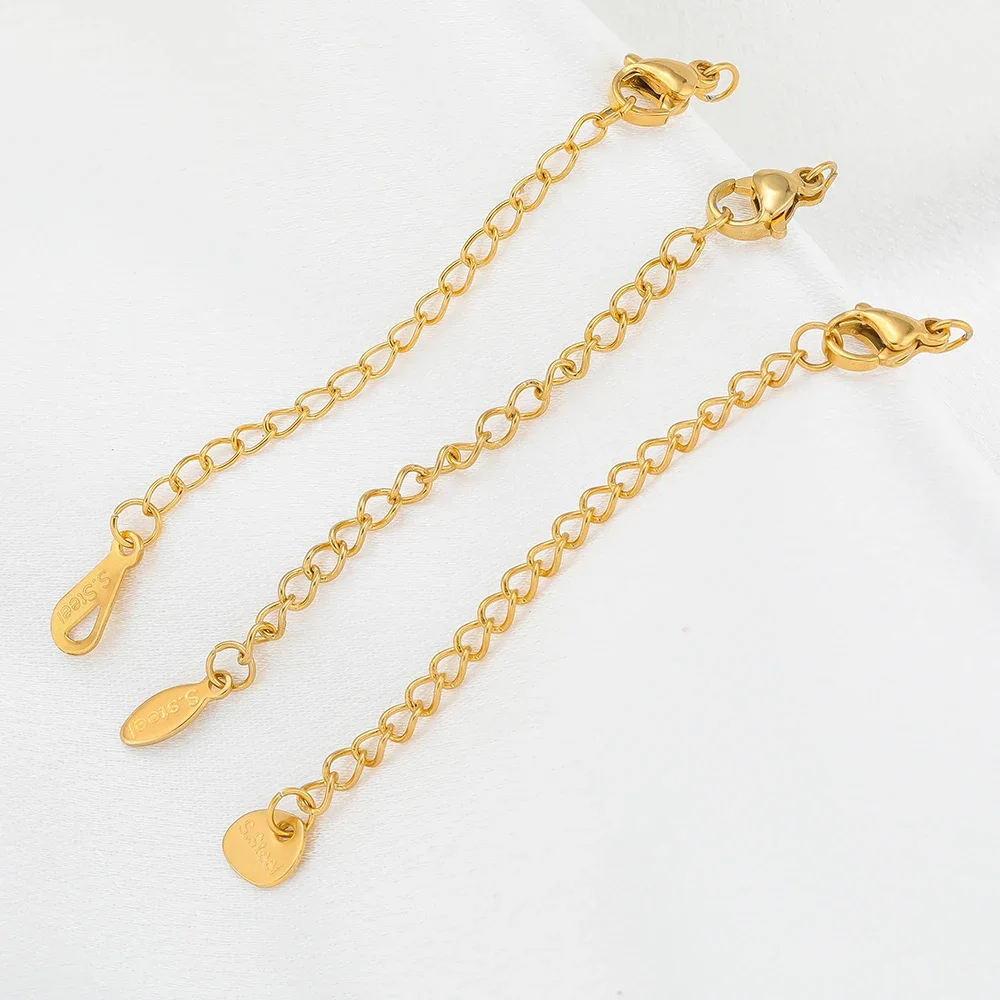 10 cierres de langosta de acero inoxidable, extensión de 5cm, cadenas de cola extendidas para hacer joyería DIY, pulseras, collares, conectores