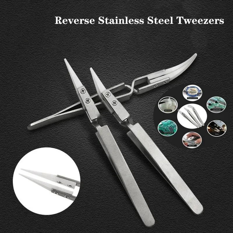 1-3pcs Ceramic Tip Labor-saving Electronic Soldering Tweezers, Anti-Static Reverse Acid Resistant Precision Chuck Tweezers 2025