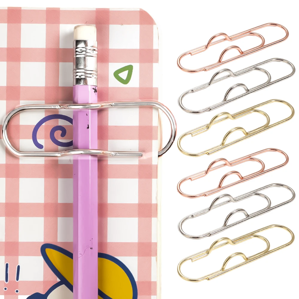 Clips de Metal para portalápices, Clips de fijación de papel portátiles, diario, documentos, cuaderno, imágenes, Pin, bolsillo, suministros escolares de oficina para estudiantes