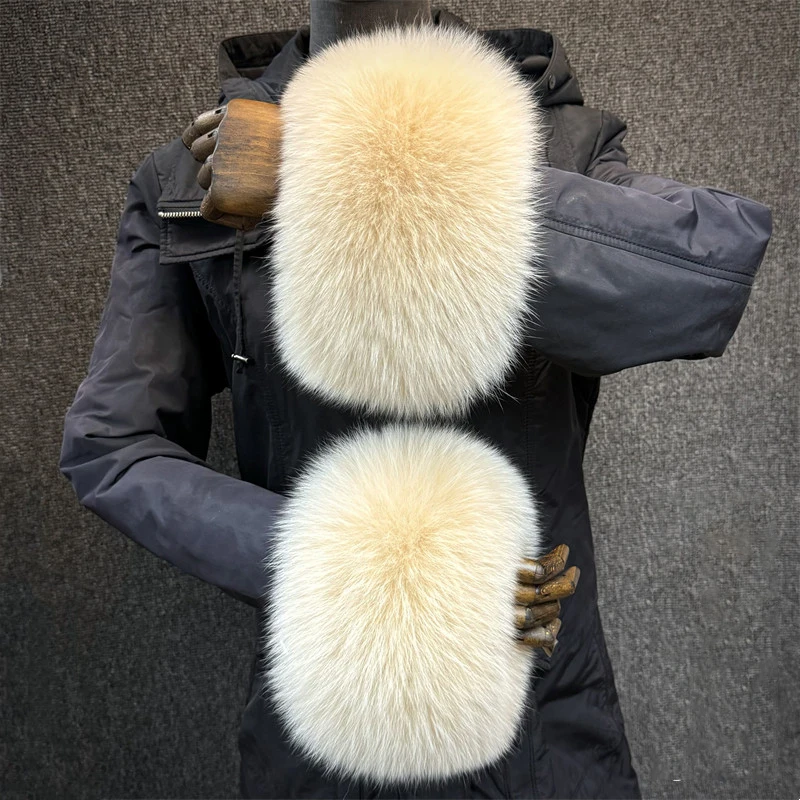 Echte Fuchs Pelz Manschetten Arm Wärmer Frauen Armband Natürliche Pelz Armband Wärmer Manschette Kleidung Zubehör Winter Mantel Daunenmantel Handschuhe