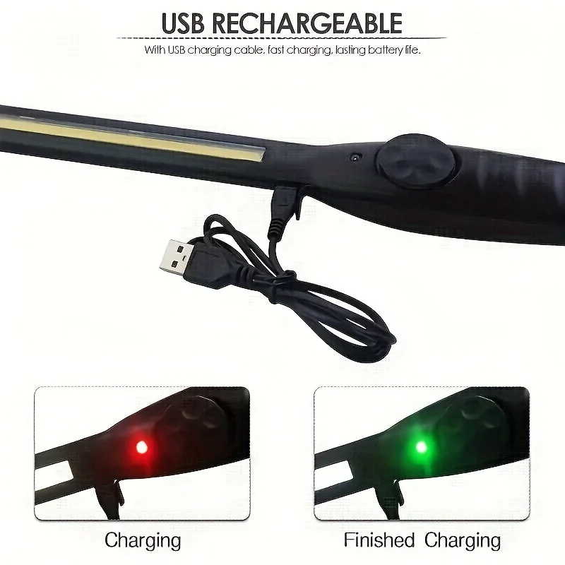 1-4 팩 COB + LED 손전등 자기 작업 조명 USB 충전식 토치 휴대용 랜턴 검사 조명 캠핑 자동차 수리 램프