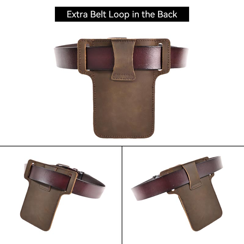 RIYAO-Bolsa de couro genuíno para celular, bolsa para celular masculina, carteira de moedas, bolso para cigarros para iPhone