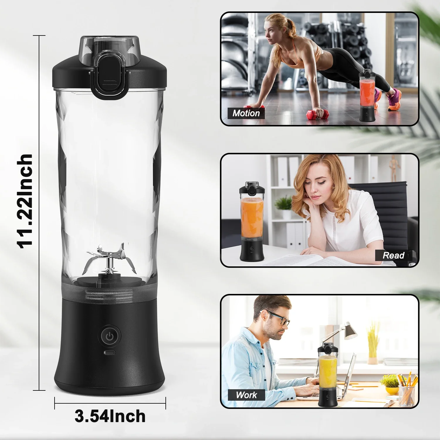 Liquidificador portátil 600ml espremedor elétrico misturadores de frutas 4000mah usb recarregável smoothie mini liquidificador espremedor pessoal