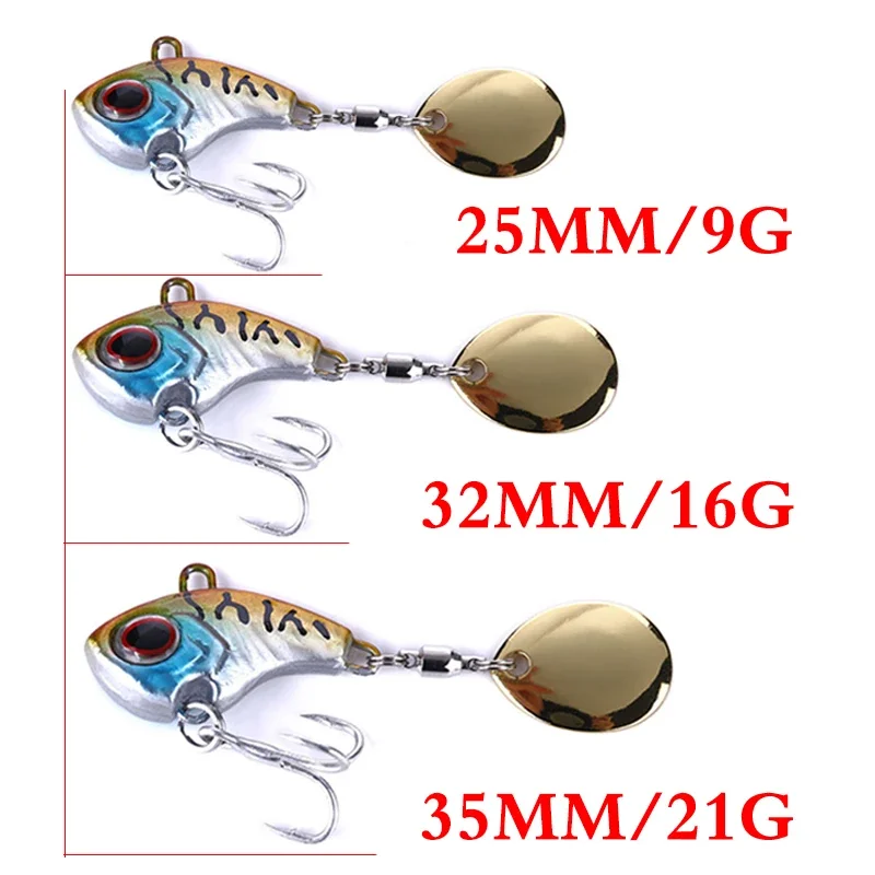 1 Chiếc Quay Kim Loại VIB Rung Mồi Con Quay Spinner Mồi Câu Cá 9G 16G 21G Ghép Hình Cá Hồi Mùa Đông câu Cá Cứng Mồi Câu Pesca