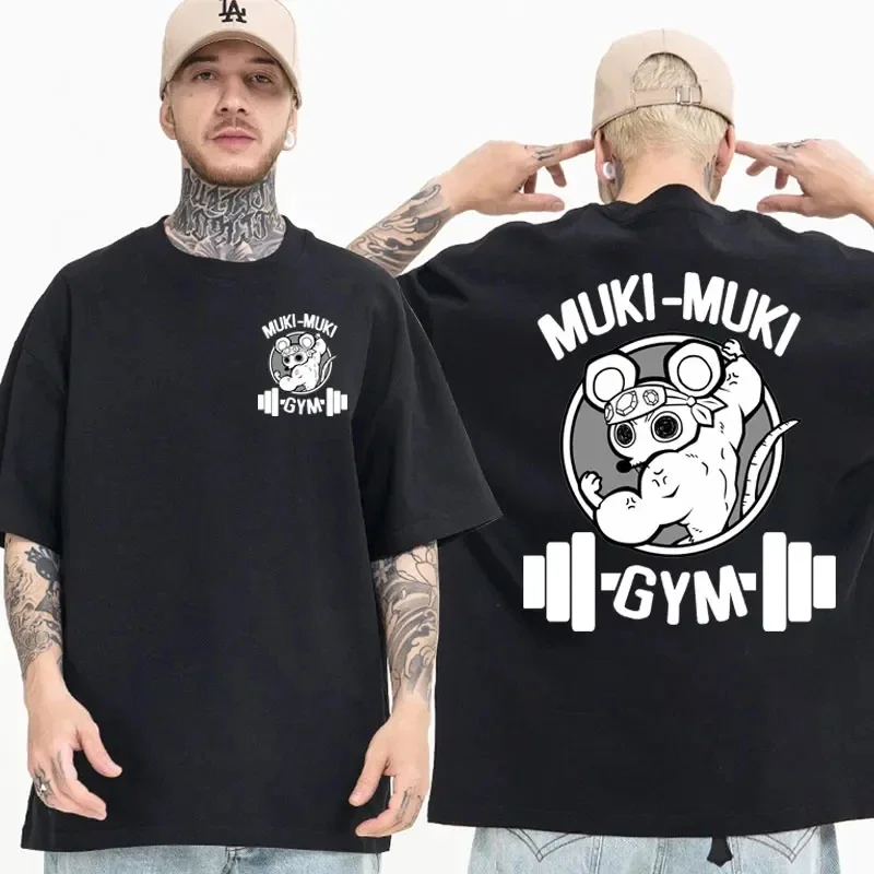 Anime demon slayer uzui tengen impressão camisetas unisex engraçado ninja ratos muki muki ginásio t camisa muscular mouse oversized camiseta