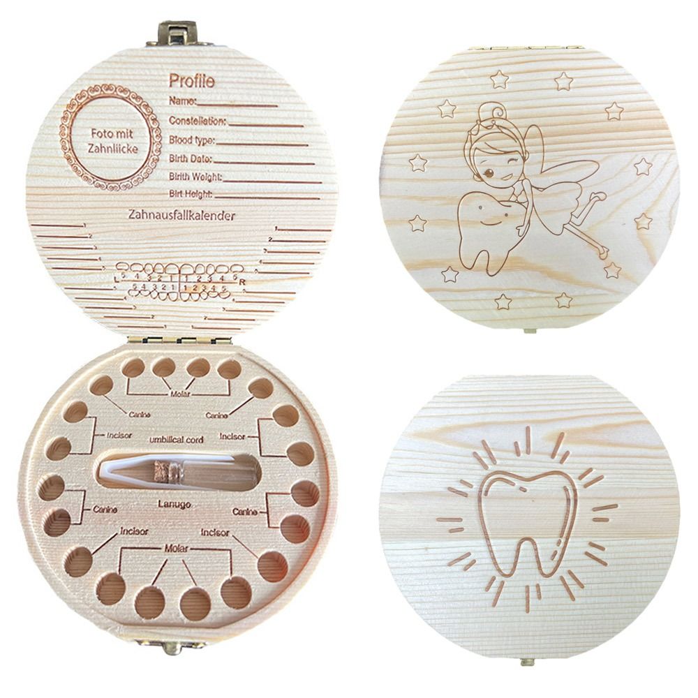 Houten Baby Kids Tand Opbergdoos Tand Hout Box Organizer Melk Tanden Hout Opslag Verzamelen Tanden Navelstreng Doos