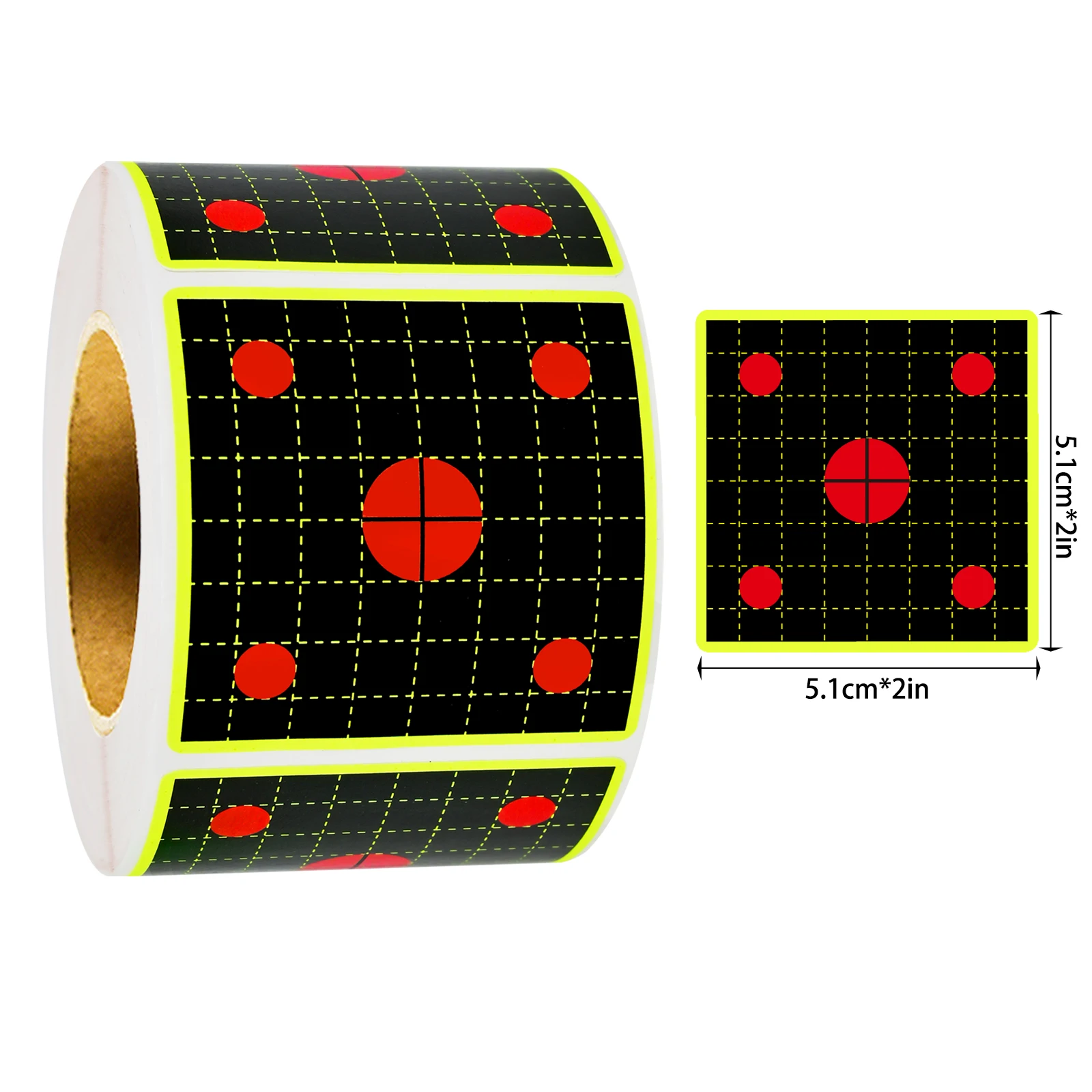 Shooting Square Practice Splash Target Paper Shooting Target Training Supplies Fluorescent Color Label 200Pcs 2in (Can Be Used for Real Gun Practice and Air Gun Practice) High Eye-Catching Shooting Target Stickers