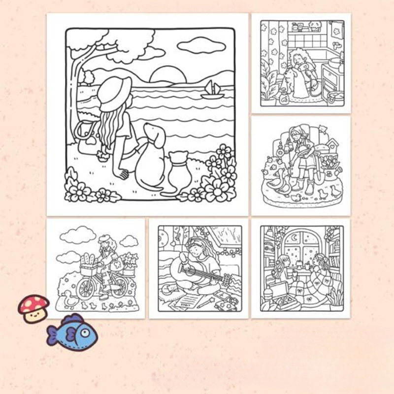 Girls' Alone Time - สมุดระบายสีสําหรับผู้ใหญ่และวัยรุ่น โดดเด่นด้วยกิจกรรมผ่อนคลายทุกวันที่น่ารักและสบาย ผ่อนคลาย